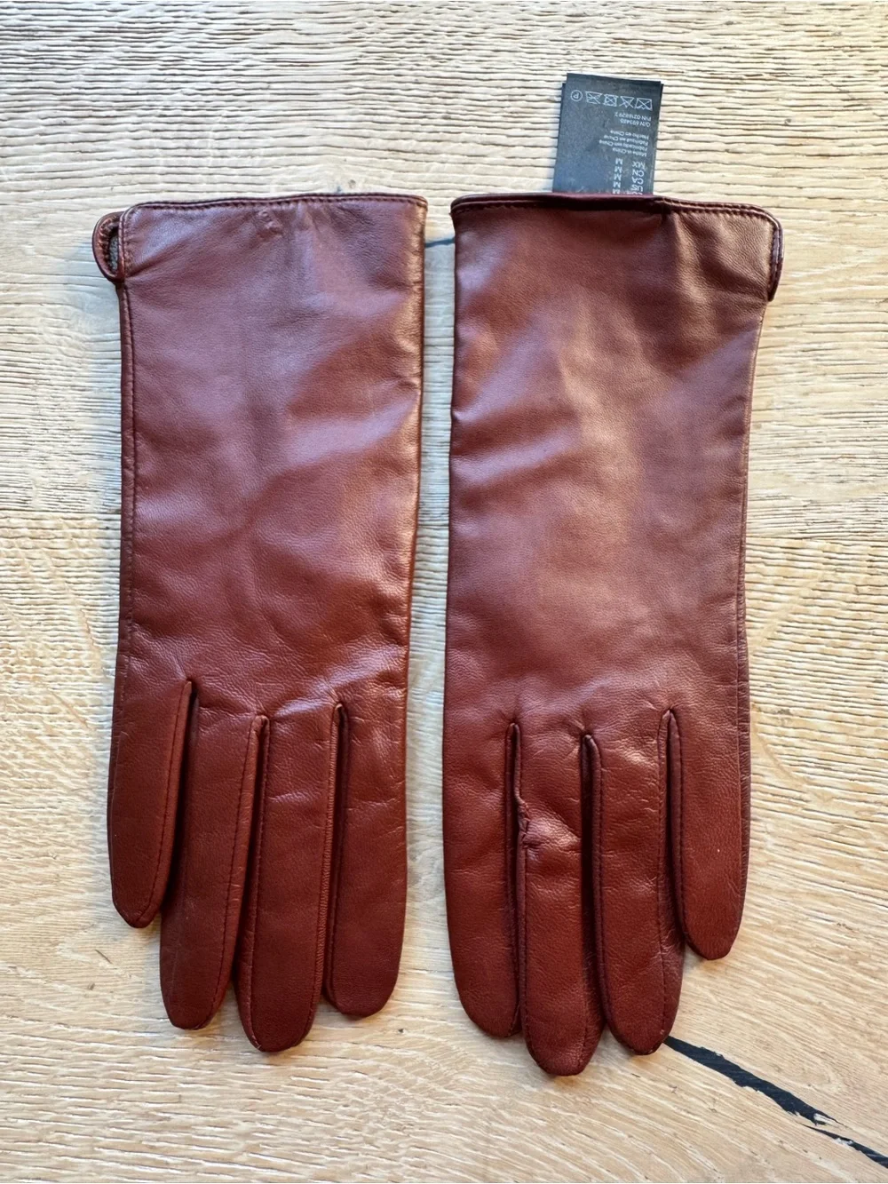 Classic Women's Leather Gloves in Chestnut Brown Sz M NEW with flaw PriceFirm!